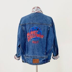 Vintage 90s Planet Hollywood Denim Oversized Jean Jacket